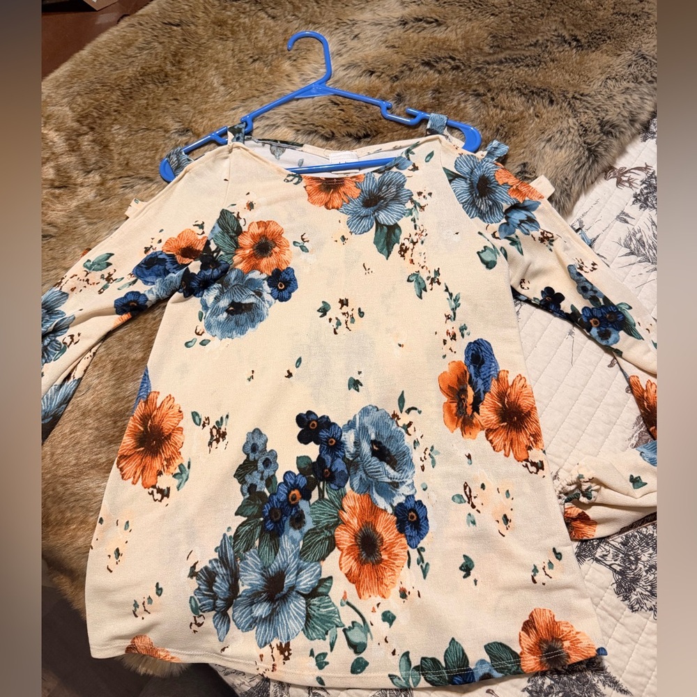 Daytrip Cream Tunic with Blue & Orange Floral Print